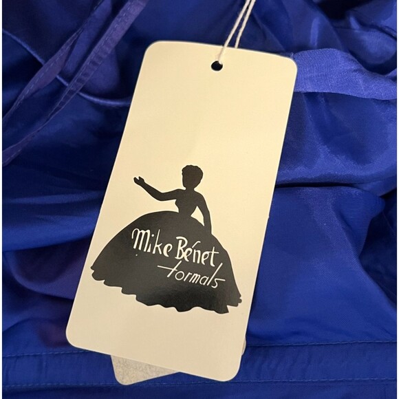 Vtg MIKE BENET FORMALS Sz 8 100% Silk Long Gown Dress Blue Floral Beaded Prom - Picture 11 of 14